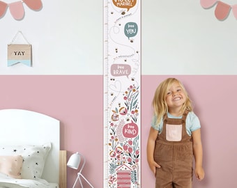 Personalised Bee You Flower Height Chart, Positive Affirmation Kids Growth Chart Ruler, New Baby Nursery Decor, First Birthday gift
