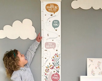 Personalised Bee You Flower Height Chart, Positive Affirmation Kids Growth Chart Ruler, New Baby Nursery Decor, First Birthday gift