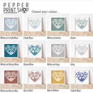 Woodland family tree heart print in a range of colours