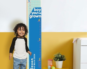 Tabella di crescita personalizzata, Ragazzo sei cresciuto/ Sei cresciuta anche tu, Bambina, Decorazione per la cameretta dei bambini, Tabella di altezza su tela