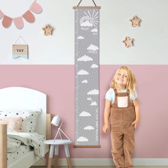 Personalised Canvas Height Chart, Dream Big Cloud Nursery Decor