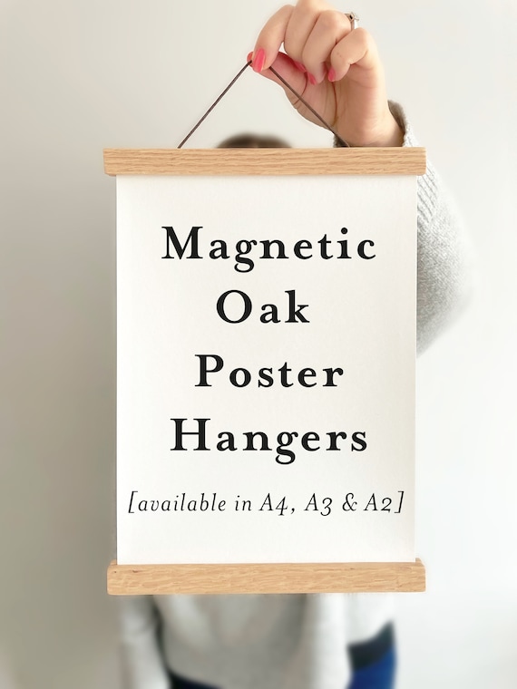 Magnetic Solid Oak Poster Hanger, frame To Fit A4, A3, A2, A1, A0