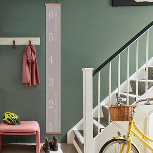Personalised Family Ruler Oak Height chart in grey