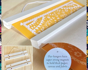 Magnetic White Wooden Poster Hanger, frame To Fit A4, A3, A2, A1 and A0