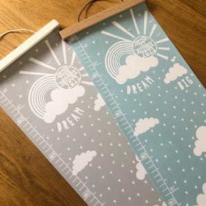 Personalised Dream big height chart in blue and grey