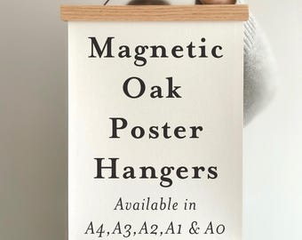 Magnetic Solid Oak Poster Hanger, frame To Fit A4, A3, A2, A1, A0