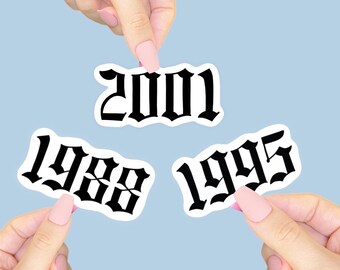 Custom Birth Year - Birthday - Roman Numeral - Sticker for Journal, Water Bottle, Phone, Laptop