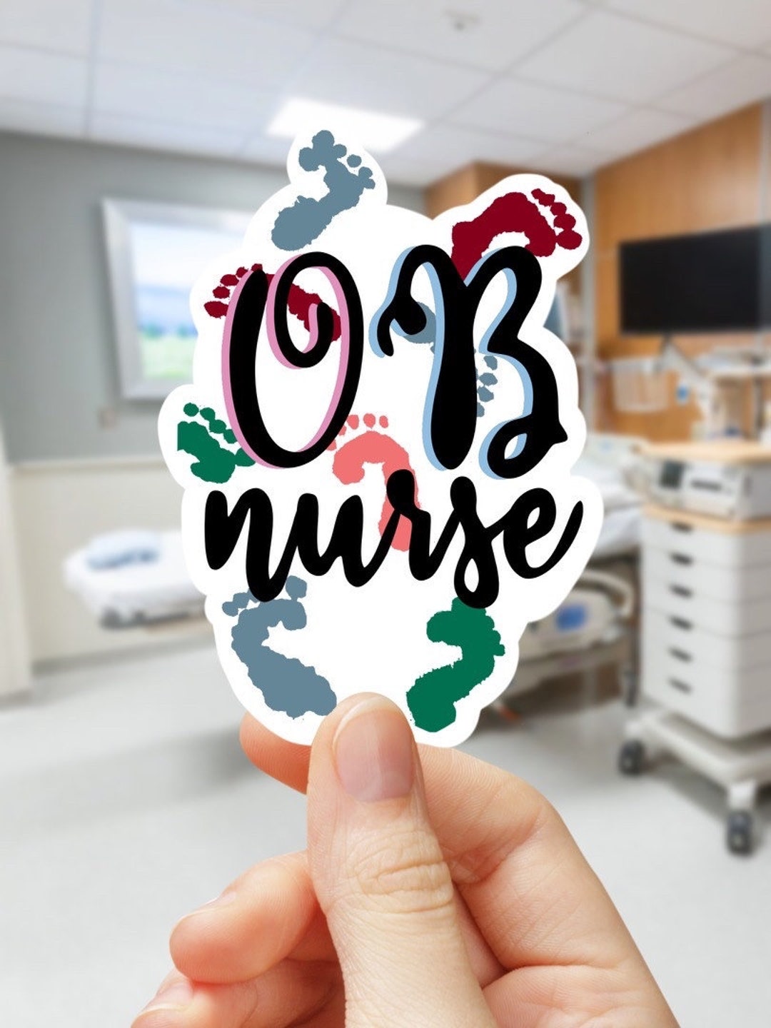 OB Nurse - L&D - Baby Footprints - Sticker for Waterbottle, Phone ...
