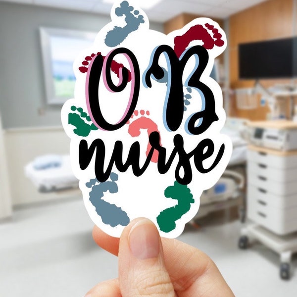 OB Nurse - L&D - Baby Footprints - Sticker for Waterbottle, Phone, Laptop