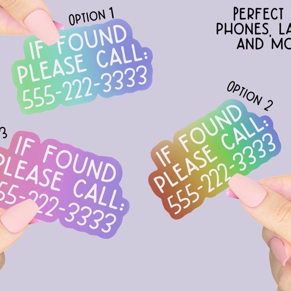 If Found Call Custom - Lost and Found - Custom Phone Number - If Lost Return To -  Sticker for Journal, Water Bottle, Phone, Laptop