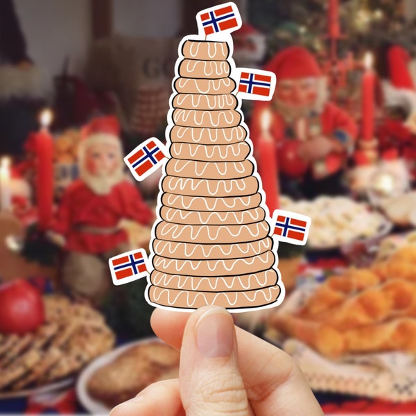 Kransekake - Norwegian Christmas - Norway - Sticker for Journal, Water Bottle, Phone, Laptop