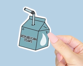 Republican Tears - Funny - Juice Box - Political - Sticker for Journal, Water Bottle, Phone, Laptop