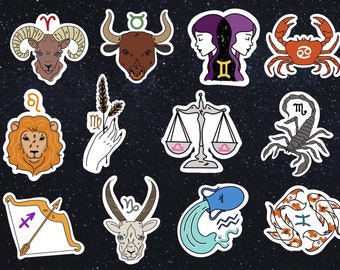Zodiac Sign Sticker - Aries - Taurus - Pisces - Capricorn - Scorpio- Virgo - Gemini - Cancer - Leo - Aquarius - Sagittarius- Libra - Sticker