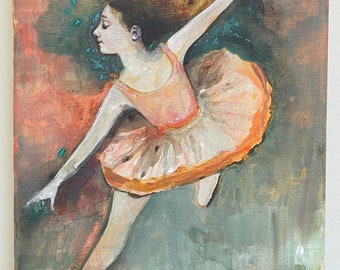 Ballerina, an 8 x 10 acrylic painting of a ballerina with limb differences.