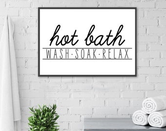 DIGITAL DOWNLOAD // Wash Soak Relax Bathroom Printable. Printable ...