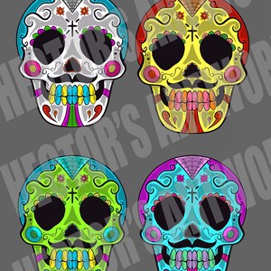 Sugar Skulls PNG Bundle | Sublimation Designs | Digital Backgrounds | Sublimation PNG Designs | PNG | Dia De Los Muertos | Sugar Skull