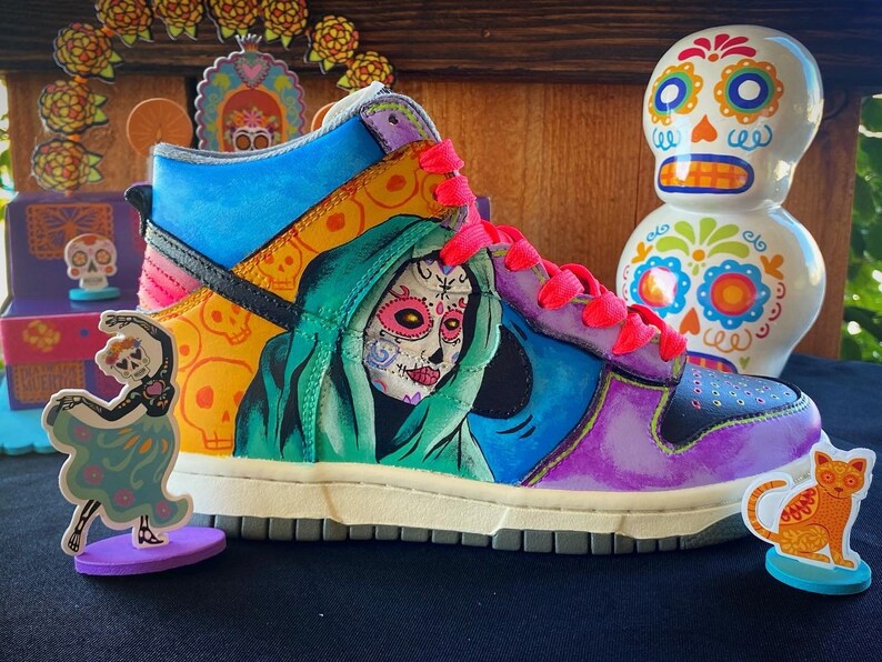 Dia De Los Muertos Custom Dunk Highs Custom Sneakers Etsy
