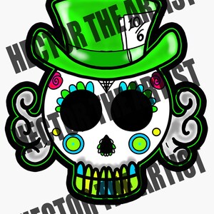 Mad Hatter Sugar Skull PNG | Sublimation Designs | Alice in Wonderland Digital Backgrounds | Sublimation PNG Designs | PNG