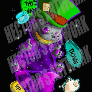 Fancy Cheshire Cat PNG | Sublimation Designs | Alice in Wonderland Digital Backgrounds | Sublimation PNG Designs | Alice in Wonderland
