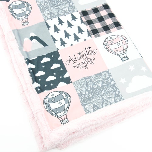 Minky Crib/Child Blanket | Hot Air Balloon Patchwork shops | 