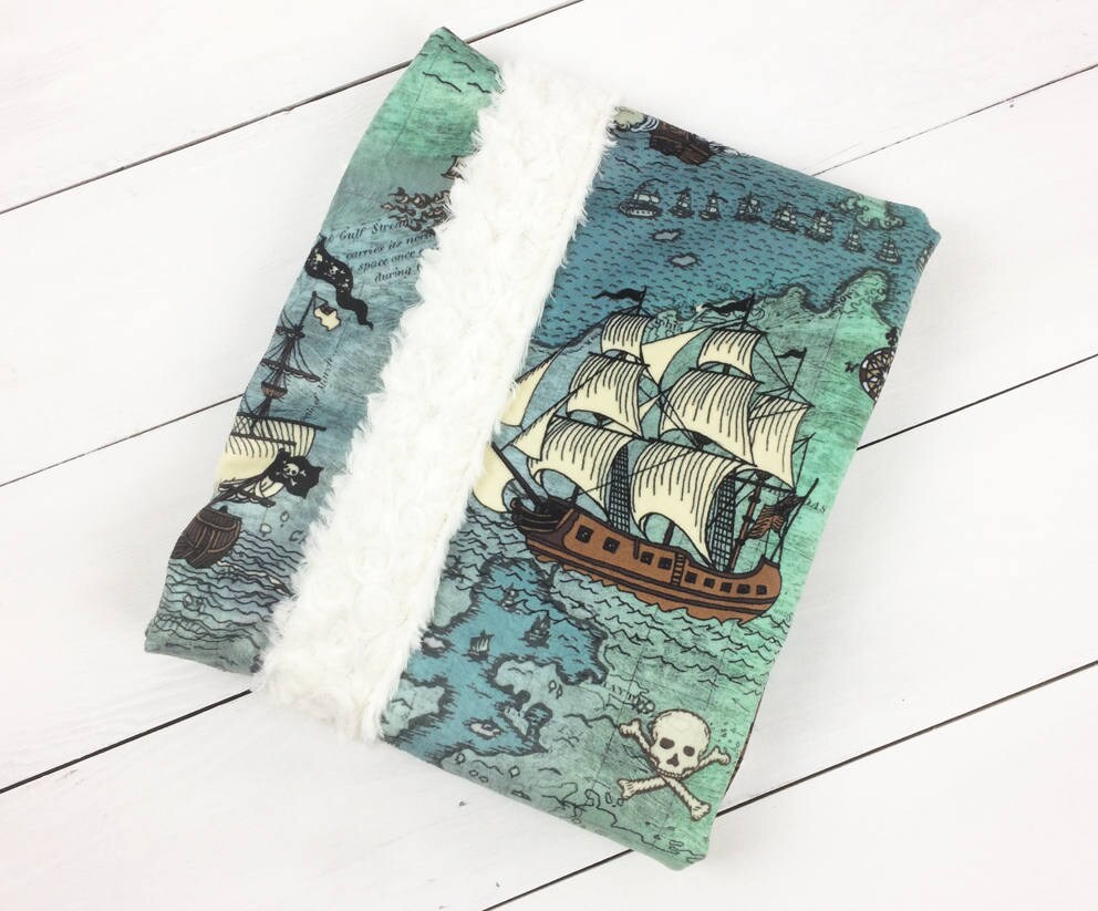 Pirate Ship baby blanket sea glass minky blanket pirate Etsy