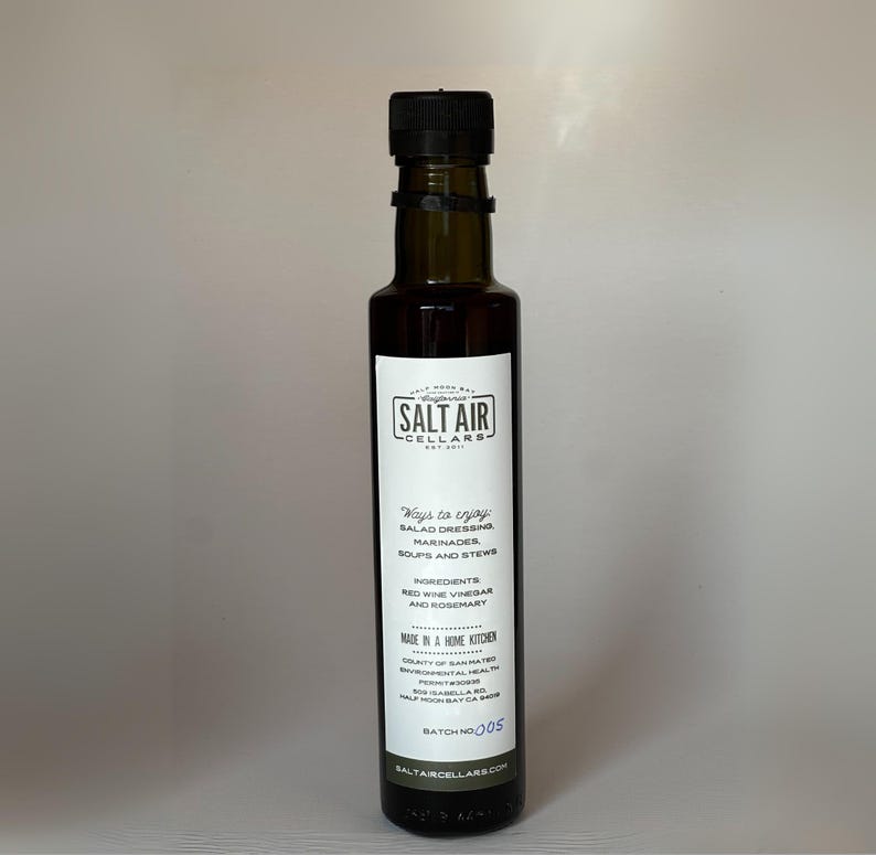 Rosemary Red Wine Vinegar – Small Batch Gourmet Gift | Slow-Fermented Cooking Vinegar | Handcrafted in California image 3