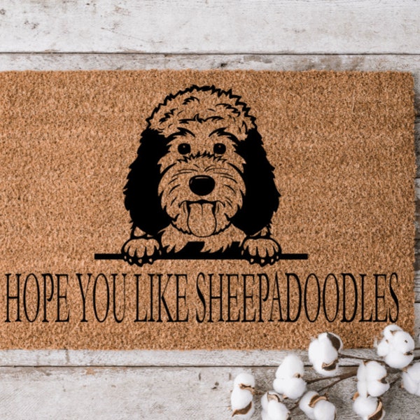 Hope You Like Sheepadoodles Welcome Mat | Perfect Gift for Dog Owner Pet Lover | Personalized Doormat | New Home Decor | Housewarming Gift