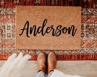 Personalized Coconut Fiber Doormat | Custom Monogram Rug