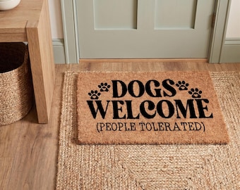 Funny Dogs Welcome People Tolerated Doormat Modern Farmhouse Pet Lover Welcome Mat
