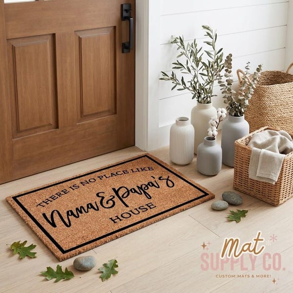 There's No Place Like Nana and Papa's House | Welcome Mat | Door Mat | Home Doormat | Housewarming Gift | Grandma and Grandpa