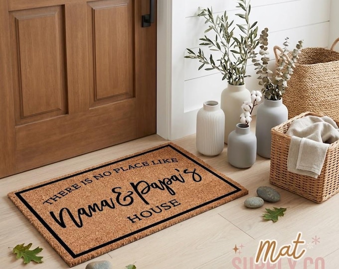 There's No Place Like Nana and Papa's House | Welcome Mat | Door Mat | Home Doormat | Housewarming Gift | Grandma and Grandpa