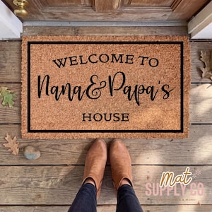 Welcome to Nana and Papa House | Custom Welcome Mat | Cheerful Gift | Personalized Doormat | Housewarming Gift | Grandma and Grandpa Gift image 2