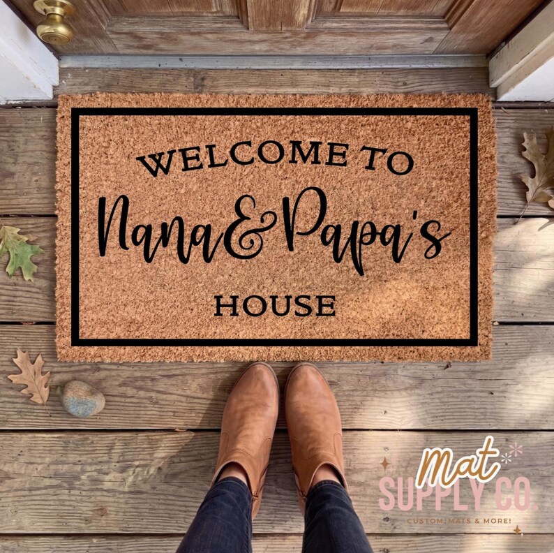 Welcome to Nana and Papa House | Custom Welcome Mat | Cheerful Gift | Personalized Doormat | Housewarming Gift | Grandma and Grandpa Gift image 2