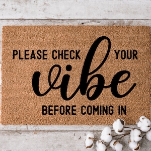 Check Your Vibe Before Coming In | Custom Welcome Mat | Cheerful Gift | Personalized Doormat | Housewarming Gift | Grandma and Grandpa Gift