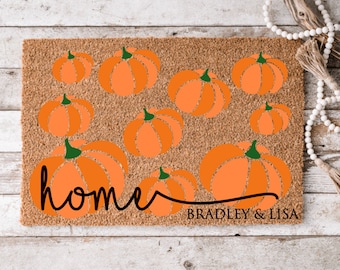 Seasonal Pumpkin Home Fall Mat | Halloween Doormat | Welcome Mat | Funny door mat | Housewarming Gift | Hello Pumpkin | Decor | Fall Doormat