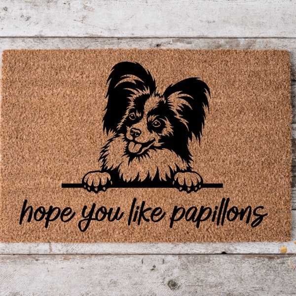 Hope You Like Papillons Welcome Mat v2| Perfect Gift for Dog Owner Pet Lover | Personalized Doormat | New Home Decor | Housewarming Gift
