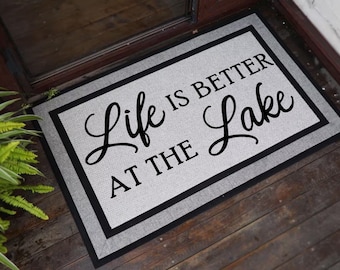 Life Is Better At The Lake | Nautical Doormat | Lake Life doormat | Summer Doormat | Pontoon Boat Doormat | Lake House Gift | Cabin Doormat