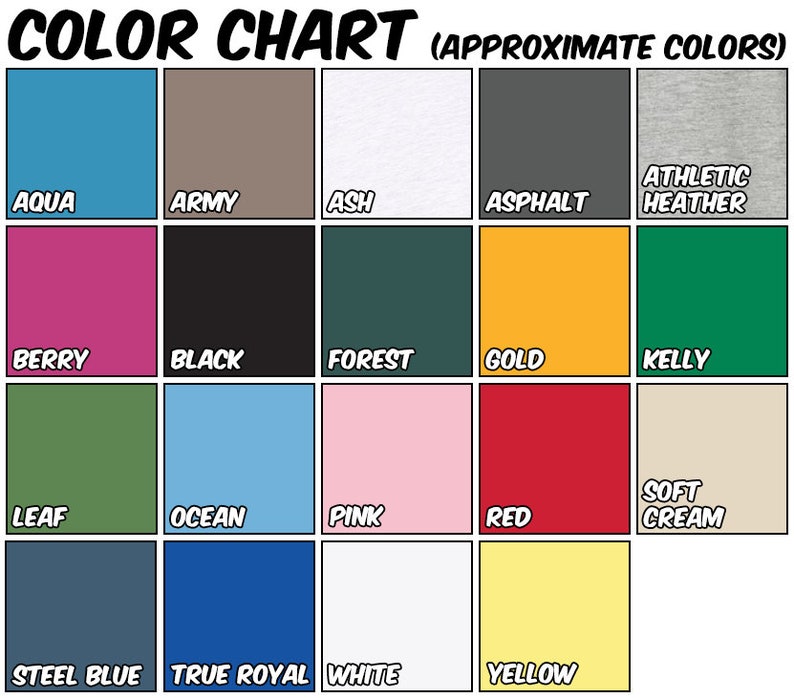 Winner T Shirt Color Chart