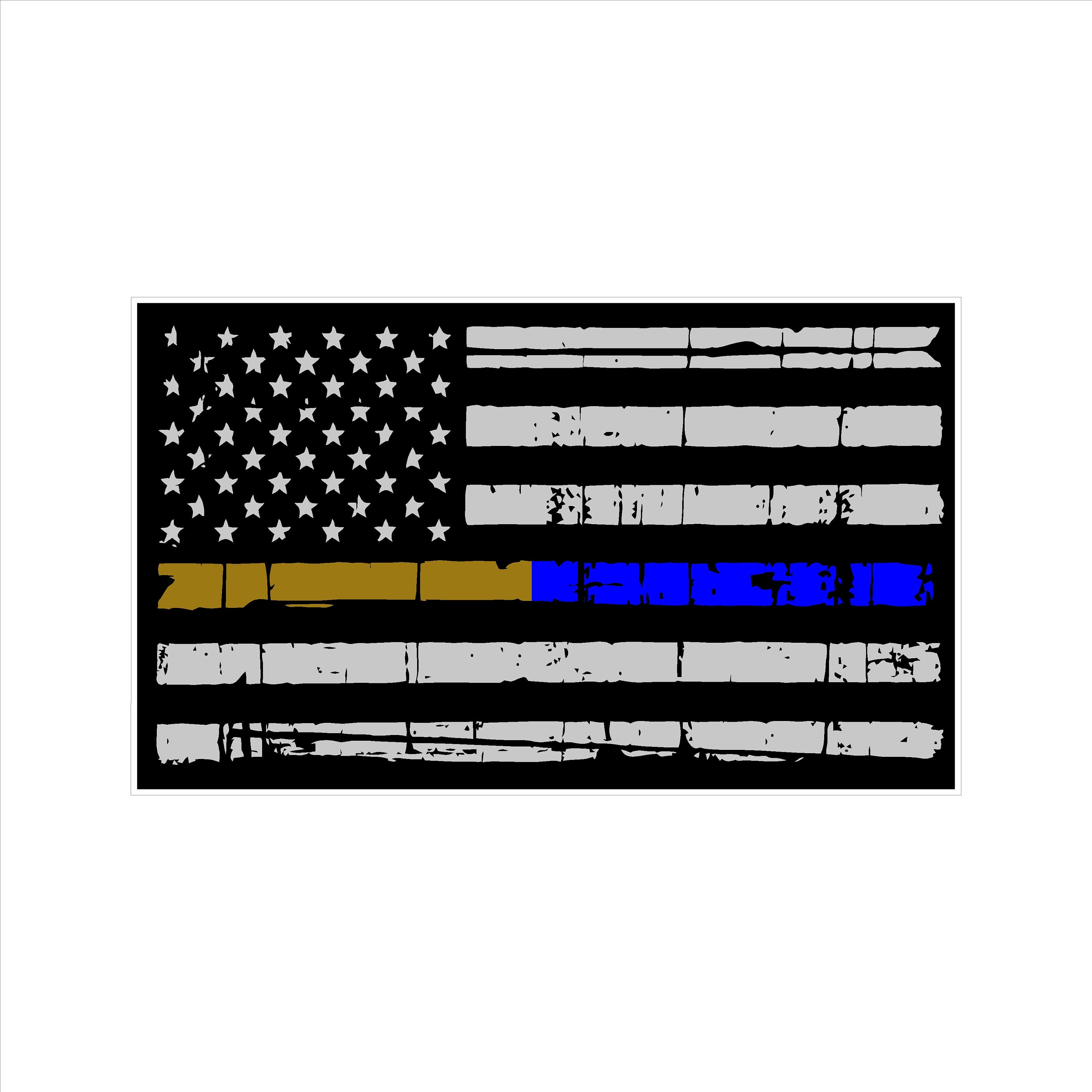 Thin Blue Red line decal State of Massachusetts Tattered Flag Decal