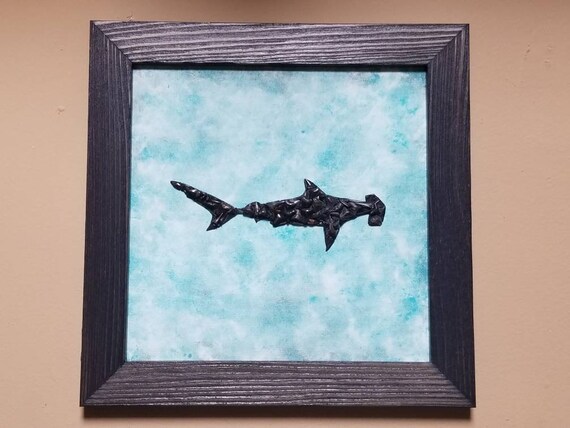 Framed Shark Tooth Art Hammerhead - Framed Shark Pictures Framed Shark Tooth Art Hammerhead - Framed Shark Pictures