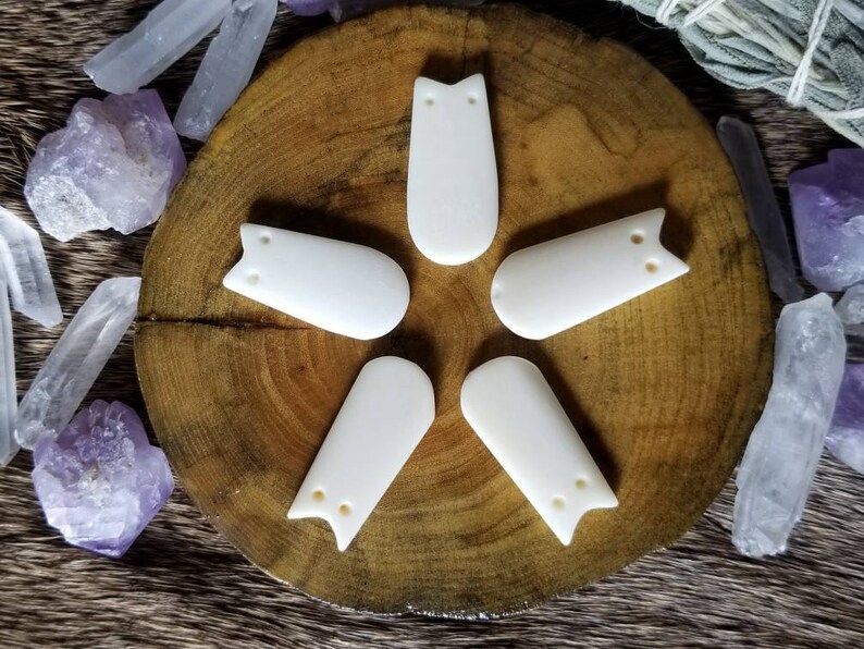 5 Buffalo Bone Elk Tooth Pendants 30mm