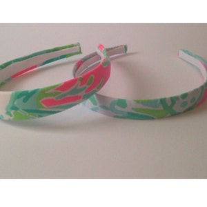 Headband made with Lilly Pulitzer fabric in the pattern Don't Give a Cluck image 1
