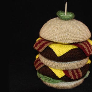 Crochet Double Bacon Cheeseburger PDF Pattern