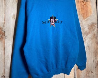 Vintage Micky Maus Gestickter Disney Rundhalsausschnitt