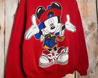 Vintage Micky Maus Hip Hop Pullover mit Rundhalsausschnitt