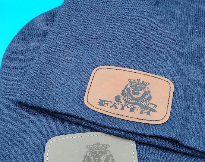 Knit Hat ~ Short Beanie Skull Cap/Laser Patch