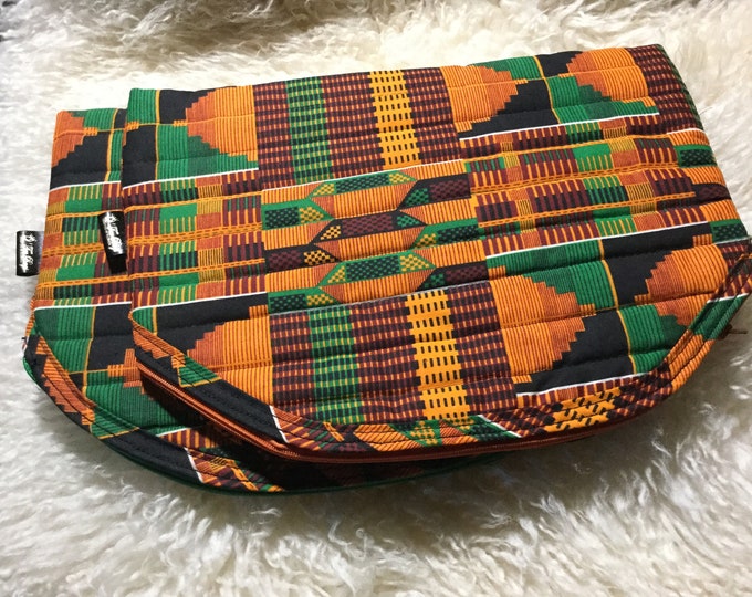 Kente Print Quilted Cosmetic/Clutch Bag