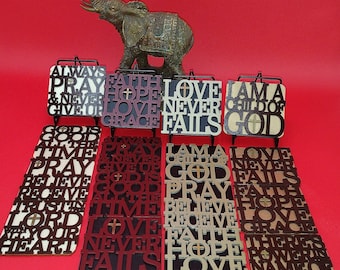 Wooden Christian Coaster Sets with Metal Holder