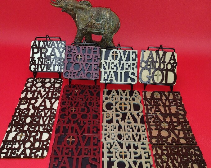 Wooden Christian Coaster Sets with Metal Holder