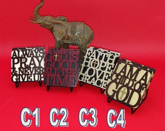 Wooden Christian Coaster Sets with Metal Holder